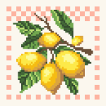 Fruit Pattern G017 Cross Stitch Pattern PDF, Easy Embroidery Chart, DMC 11 Colors, 59 x 59 Stitches, Instant Download