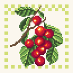 Fruit Pattern G020 Cross Stitch Pattern PDF, Easy Embroidery Chart, DMC 12 Colors, 59 x 59 Stitches, Instant Download