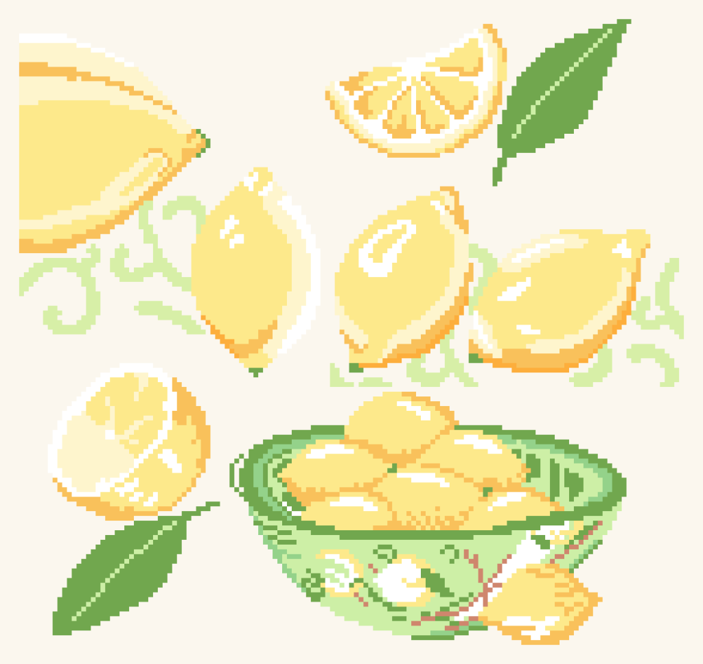 Fruit Pattern G023 Cross Stitch Pattern PDF, Easy Embroidery Chart, DMC 10 Colors, 141 x 133 Stitches, Instant Download