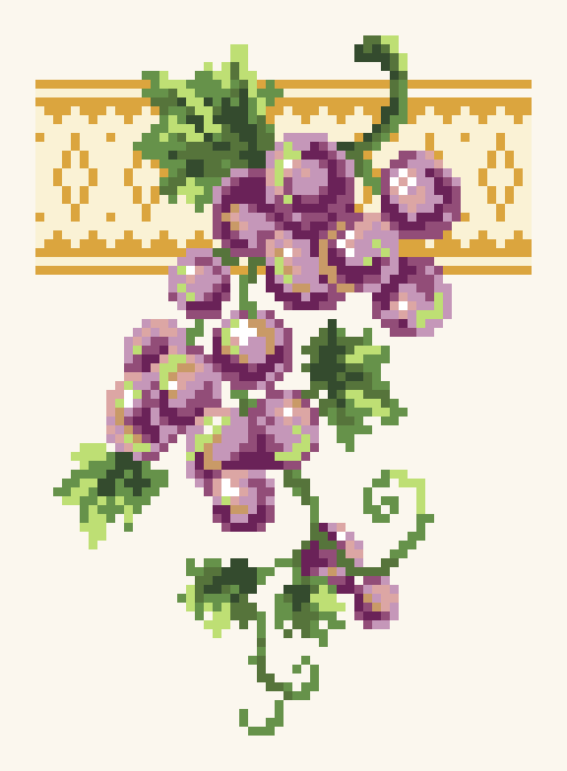 Fruit Pattern G046 Cross Stitch Pattern PDF, Easy Embroidery Chart, DMC 12 Colors, 58 x 81 Stitches, Instant Download
