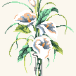 Rabbit Ears and Flower Cross Stitch Pattern PDF, Medium Floral Embroidery Chart, DMC 23 Colors, 59 x 87 Stitches, Instant Download