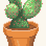 Cactus Cross Stitch Pattern PDF, Medium Floral Embroidery Chart, DMC 13 Colors, 38 x 60 Stitches, Instant Download