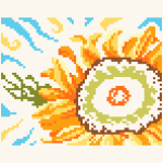 Cartoon Flower Sunflower Cross Stitch Pattern PDF, Easy Floral Embroidery Chart, DMC 8 Colors, 83 x 68 Stitches, Instant Download