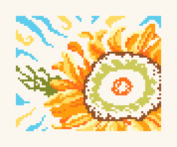 Cartoon Flower Sunflower Cross Stitch Pattern PDF, Easy Floral Embroidery Chart, DMC 8 Colors, 83 x 68 Stitches, Instant Download