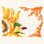 Cartoon Flower Sunflower III Cross Stitch Pattern PDF, Easy Floral Embroidery Chart, DMC 11 Colors, 83 x 67 Stitches, Instant Download