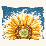 Cartoon Flower Sunflower IV Cross Stitch Pattern PDF, Easy Floral Embroidery Chart, DMC 10 Colors, 83 x 68 Stitches, Instant Download