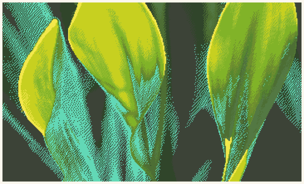 Green Leaves Cross Stitch Pattern PDF, Easy Floral Embroidery Chart, DMC 12 Colors, 360 x 216 Stitches, Instant Download